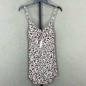 718 - Vine and Valley NWOT White/Pink Floral Spaghetti Strap Romper Size Large